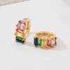 Hoop Earrings Multicolor Small Crystal Circle For Women Fashion Gold Color Round CZ Wedding Statement Huggie Jewelry