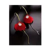 Boucles d'oreilles créoles Style coréen doux coeur rouge fleur longue goutte pour femmes filles géométrique rond Floral balancent boucle d'oreille bijoux de mariage