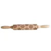 Embossing Wooden Rolling Pin with Christmas Snowflake Flower Pattern for Baking Embossed Cookies Kids and Adults Cute Kitchen Tool Wholesale wly935