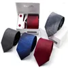 Bow Ties Men Tie 8C With Gift Box Handmade Silkpolyester 4pcs In One Handkerchief Clip Cufflink Suit Christmas