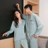 Herren-Nachtwäsche FZSLCYIYI Frühling Paare Männer Frauen Satin Pyjamas Set 2 Stücke Homewear Langarm Hemd Hosen Liebhaber Nachtwäsche