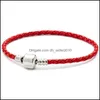 Charm Bracelets 1Pcs Leather Bracelet Black Red Chain Fit For Pandora Bangle Women Children Gift Drop Delivery 2022 Jewelry Bracelets Dhbfq