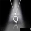 Pendant Necklaces Sier Color 26 Letters Jewelry English Alphabe Necklaces For Women Choker A B C D E F G H I J K L M N O P Q R S T U Dhknf