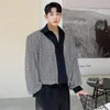 Männer Casual Hemden Plaid Splice Vintage Langarm Hemd Männer Japan Koreanische Streetwear Fashion Oversize Pendeln Blusen Strickjacke