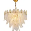 French Style Light Luxury Living Room Lamps Chandelier Post Modern Retro Bedroom Dining Villa Lamps High-End Glass Leaf