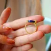 Cluster Rings MIQIAO Lapis Lazuli Original 925 Sterling Silver Geometric Circle Natural Stone Ring Women Adjustable 2022 Arrival