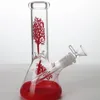 Mini red tree Glass Bong hookah glass water pipe beaker recycler 7.87 inch bongs dab rig oil burner ash catcher bubbler 14mm bowl joint