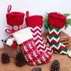 Knitted Christmas Stocking Xmas Tree Ornament Red And White Santa Candy Gift Bag Knitted Socks Prop Socks Party Pendant Decorations C1013