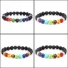 Fili di perline Fili di perline rotondi Gemma di cristallo Gioielli di moda Guarigione Nce Perline Braccialetti Diffusore di lava 7 Bracciale Chakra 8M Dhuc7