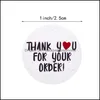 Adhesive Stickers 500Pcs Kraft Paper Thank You For Your Order 1Inch Sticker Heart Thanks Shop Small Shop Local Gift Packaging Station Ot6E2