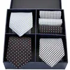 Bow Ties High-quality Men's Solid Blue/black 3pcs Necktie Pocket Squares Set For Men Neckties Gift Box Packing