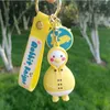 Porte-clés créatif drôle canard tordu clé dessin animé couple silicone poupée pendentif petit sac jaune