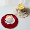 Table Mats Braided Mat Cup Coasters Hand-woven Tapestry Macrame Wall Hanging Boho Decor Home Decoration For Office Apartment Bar