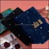 Notepads Notepads B6 Suede Travel Notebook With Combination Lock Password Star Agenda Diary Journal Notepad Business Stationery Drop Dhazx