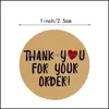 Adhesive Stickers 500Pcs Kraft Paper Thank You For Your Order 1Inch Sticker Heart Thanks Shop Small Shop Local Gift Packaging Station Ot6E2