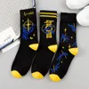 Men's Socks 2022 Sport Style Black Middle Tube Men Crew Cotton Skateboard Bicycle Size 37-42