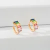 Boucles d'oreilles créoles multicolores, petit cercle de cristal pour femmes, mode couleur or rond CZ déclaration de mariage, bijoux Huggie