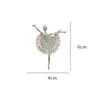 Broches estilo coreano Acessórios de roupas fofas Rhinestone Broche Crystal Party Women Ballerina Pin Ballet Girl