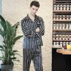 Vêtements de nuit pour hommes Pyjamas Faux Soie Hommes Sleep Lounge Wear Rayé Pijamas 2022 Printemps Automne Pyjama Homme Pantalon Long Homme Pyjama Ensembles Homewear