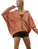 여성 외부웨어 솔리드 드로 스트링 캐주얼 긴 소매 지퍼 후드 간단한 클래식 포켓 재킷