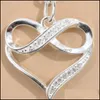 Hangende kettingen Infinity Love Heart Hanger Kettingen 925 Sterling Sier Choker Statement ketting vrouwen sieraden geen ketting 1233 t2 d dhvwu