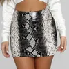 Skirts Women's Skirt Faldas Mujer Moda 2022 Jupe Femme Kawaii Women Fashion Sexy Snake Print Zipper Slim Short Leatherwear Mini