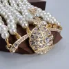 Colares pendentes oeste da mesma camada de v￡rias camadas de luxo p￩rola diamante completo Saturn Vivi Colar Bracelet Style Clavicle Chain de clav￭culas