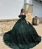 Emerald Quinceanera-jurk 2023 BUG Velvet pailletten lieverd Quince bal jurk Corset Sweet 16 Verjaardagsfeest Prom Vestidos de 15 Anos Charro Mexicaanse ingebouwde botten