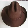 BERETS X-4012 Western Cowboy Hat Unisex Wool Fedora Hats Gentleman kände sig breda Brim