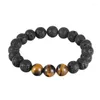 Bracelets LIVVY Deluxe Tiger Eye And Hematite Obsidian Black 10mm Hand Chain Crystal Natural Stone Pearl Bracelet Ladies Men's Jewelry