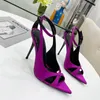 Lyxdesigners lila senaste modesandaler Satin Womens Ultra High Heels Shoes Roman Open Toe Pointed Women Sandal 10,5 cm klackar Sko Fabriksskor