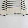 Women's Knits Tees PB ZA 2022 Autumn New Women's Striped High-neck Color Contrast Loose Long-sleeved Split Design Fashionable Knitted Sweater T221012