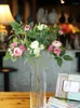 Fleurs décoratives Romantique Soie Rose Artificielle Longue Tige Décoration De Mariage Faux Branches En Plastique Avec Des Feuilles Maison El Décor