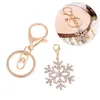 Christmas Snowflake Pinging Keychain Fashion Tinket Gifts For Men Women Car Key Ring Acessórios Rhinestone Snowflake Keyfob