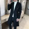 Trench da uomo Trench da uomo stile britannico doppio petto bavero colletto lungo e sottile capispalla moda uomo solido business casual