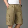 Männer Shorts 2022 Männer Bermuda Baumwolle Tasche Zip Cargo Mode Stil Elastische Armee Männlich Sommer Casual Knie Länge Vintage gelb G221012