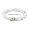 Perlenstränge schwarze Stein -Perlen -Armbänder schwule Regenbogenarmband prägnant Pride Freundschaft Schmuck beste Freund Chakra Drop Lieferung 2 Dhhvl