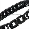 Link Chain 15Mm Hip-Hop 316L Stainless Steel Black Color Cuban Curb Chain Gift Bracelet Bangle Mens Boys Link Bracelets 7-11" Drop Dh9Ek