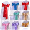 Sashes 280x16cm Satin Chaise Sashes Bow Tie Sash Band pour Banquet Accueil Table Décoration Fournitures de fête de mariage Drop Livraison 2022 Gard Ot1VE