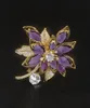 Classic Amethyst Petals Micro Diamond Zircon Brooches for Women Luxury Corsage Pin Suit Kl￤der smycken Tillbeh￶r