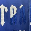 Мужские толстовки Толстовки Синяя толстовка с капюшоном Trapstar Мужчины Женщины 1 1 Верхняя версия Полотенце Вышитый пуловер Cloes G221011