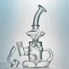 RECYCLER GLOG BONG GONGAHS KLEIN TORNADO DE TONADO DE ÁGUA PIPOS DE ÁLAREIRA FEMANHA DE ÓLEO DE ÓLEO FEMANHA DE 14MM COM BANGER DE BANGER DE quartzo ou tigela HR024