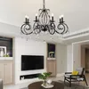 Chandeliers Chandelier Black Crystal 6 Light Elegant Iron Ceiling Fixture For Bedroom Farmhouse