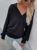 Dames truien 2022-stijl vrouwen losgemaakte trui dames solide kleur lange mouw v-neck pullover herfst winterkleding