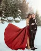 Arabische Aso Ebi Burgundy Luxuriöse Meerjungfrau Abendkleider Perlenkristalle Sheer Neck Prom Formelle Partykleider