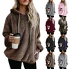 Women's Hoodies Plus Size Hoodie Winter Warm Fleece Sweatshirts Fluffy Loose Fit Jumper Ladies Plain Outwear Pullover Tops