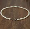 Pendants Fashion Jewelry 7-8mm White Pink Round Freshwater Cultured Pearl Necklace