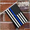 Баннерные флаги баннера Flags Thin Blue Line USA Mini Flag рука с небольшим миниатюром в честь сотрудников правоохранительных органов на Stick Fade Resi DH0QT