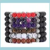 Brins en perles 8 mm noire de lave noire gu￩rison cristal extensible bracelet perle femme hommes mode ￠ la main pr￩cieuse ro dhwfg