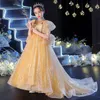 Vestidos de flor de ouro de ouro Glitter Dress Girl Girl Princy Princy Pageant